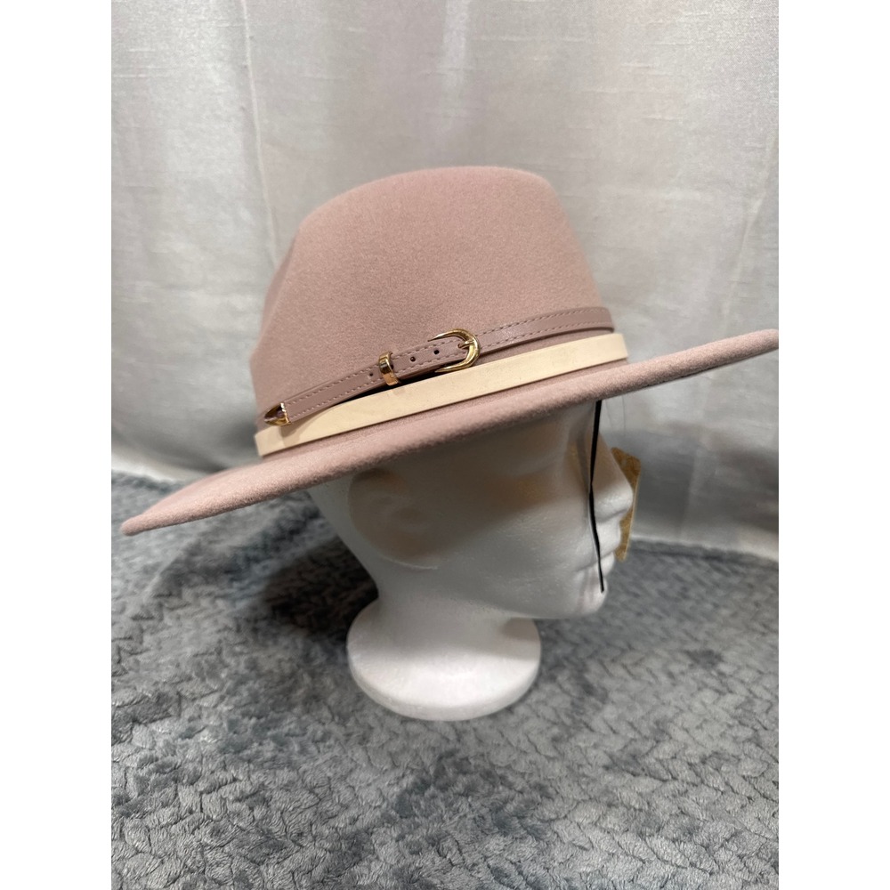 Altar'd State‎ Blush Pink Fedora Hat Wide Brim Gold Buckle Studded Band NWT OS
